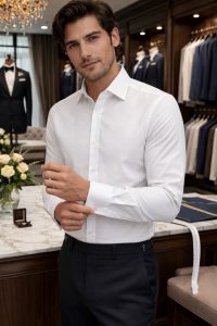 camicia bianca elegante sposo cerimonia uomo