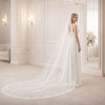 velo sposa lungo tulle pizzo ricamato elegante