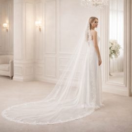 velo sposa lungo tulle pizzo ricamato elegante