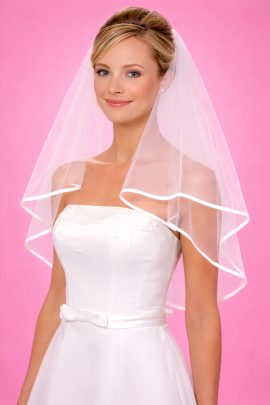 velo sposa addio nubilato tulle bordo satinato