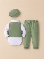 Retro completo completo cerimonia bambino verde retro gilet pantaloni