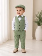 completo cerimonia bambino verde gilet cappellino sposatelier