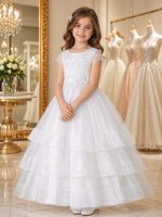 Abito da comunione bambina bianco retro con schiena a corsetto