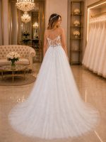 abito da sposa strascico romantico