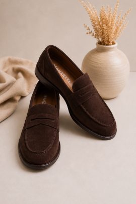 Mocassino uomo in camoscio marrone elegante Manzetti