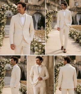 shooting sposo in abito beige panna