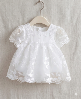 Abito battesimo bambina elegante in pizzo bianco