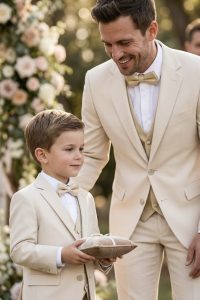 completo beige matrimonio padre figlio paggetto