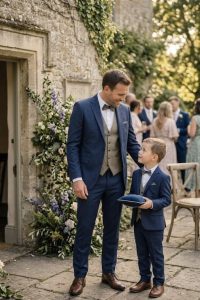 completo blu abbinato padre figlio matrimonio