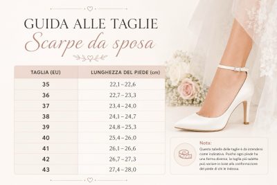 guida alle taglie scarpe sposa