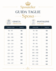 guida taglie sposo