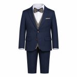 Abito cerimonia bambino blu con gilet e papillon elegante