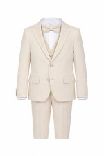Abito cerimonia bambino panna con gilet e papillon elegante