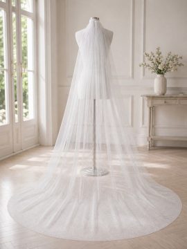 Velo da sposa cattedrale glitterato avorio lungo 330 cm