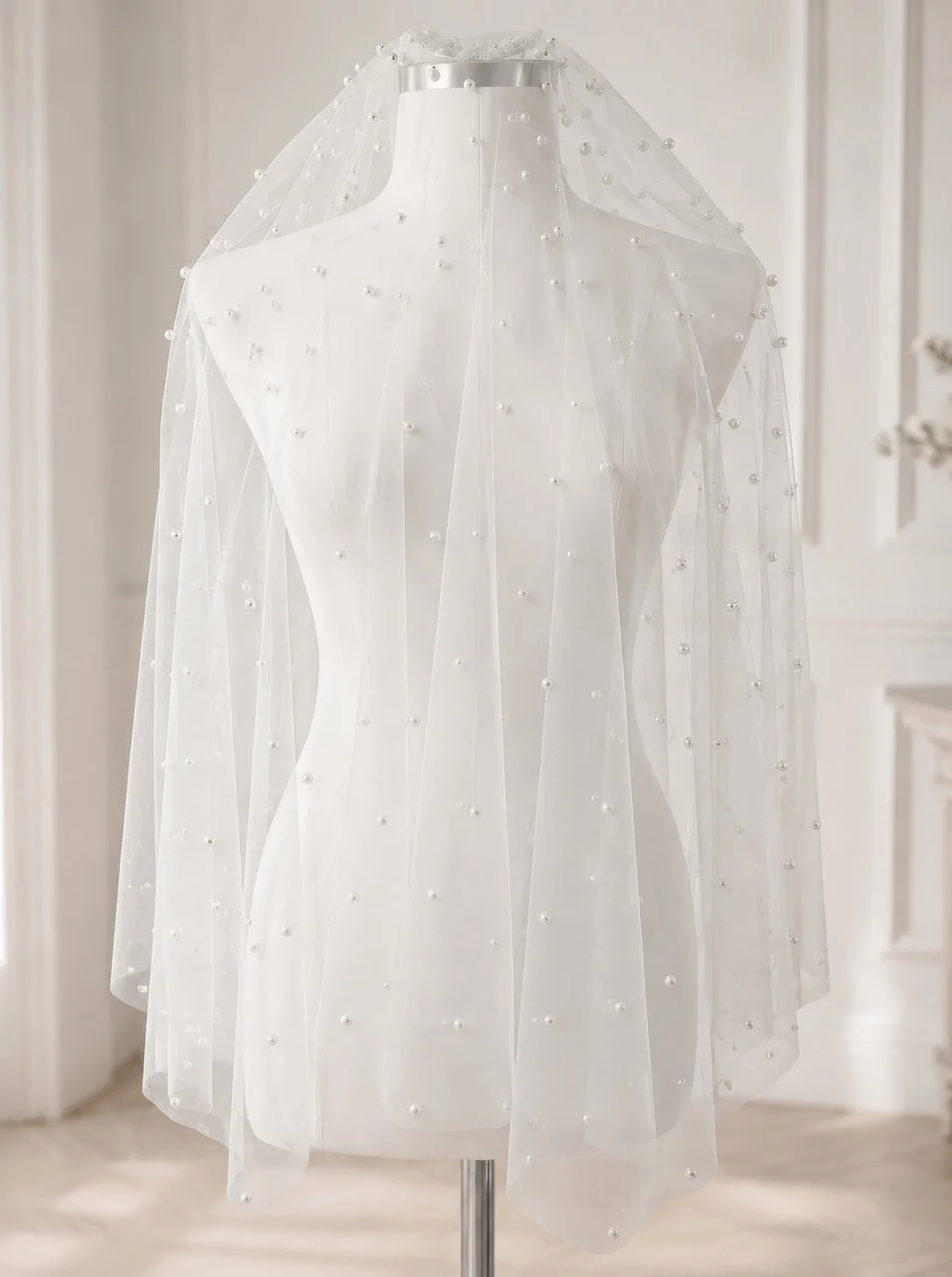 velo-sposa-delicato-perle-sfumate-calata-70-cm.jpg Velo da sposa corto con perle e calata 60/70 cm in tulle avorio