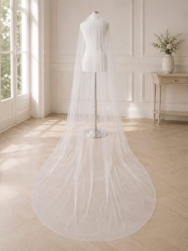 Velo da sposa etereo con cristalli iridescenti lungo 280 cm