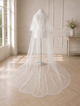 Velo da sposa con calata perle e cristalli lungo 70/250 cm