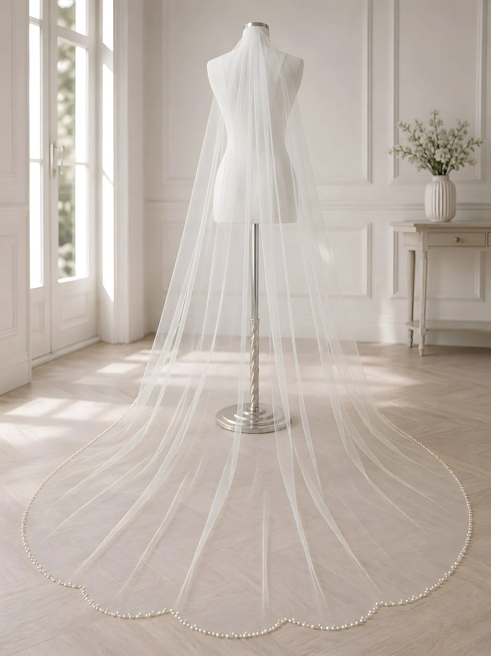 velo-sposa-bordo-cristalli-perle-270-cm.jpg Velo da sposa con bordo di cristalli e perle lungo 270 cm