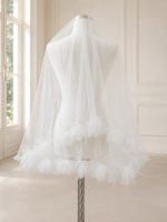 Velo da sposa couture con fiori 3D e calata 65/80 cm