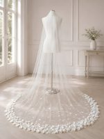 Velo da sposa scenografico a cattedrale con fiori 3D lungo 350 cm