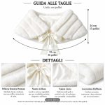 Stola sposa in pelliccia con fiocco in raso e misure 92 x 34 cm