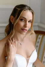 Parure sposa floreale con zirconi, collana e orecchini NS1-10787