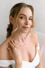Set gioielli sposa dorato con perle d'acqua dolce NS1006