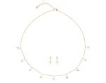 Parure da sposa dorata con collana e orecchini delicati