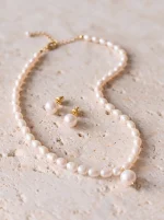 Set collana e orecchini sposa con perle coltivate NS1014