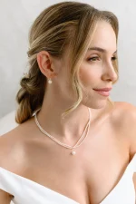 Set sposa NS1020 con collana doppio filo di perle e orecchini