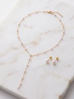 Set gioielli sposa minimal con collana a Y NS352010