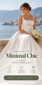 Abito da sposa minimal chic 2027–2028 in raso con linea semplice ed elegante