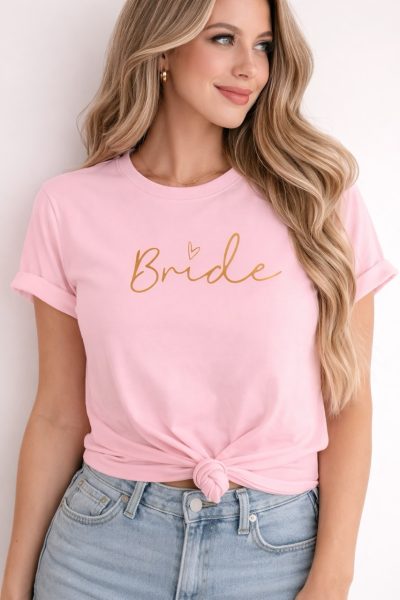 maglietta sposa bride rosa