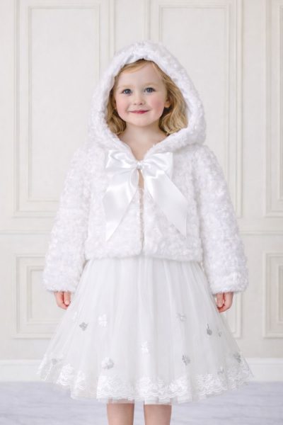 Pelliccia bambina elegante con cappuccio