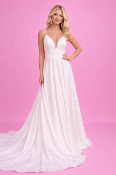 abito da sposa linea a con scollo profondo