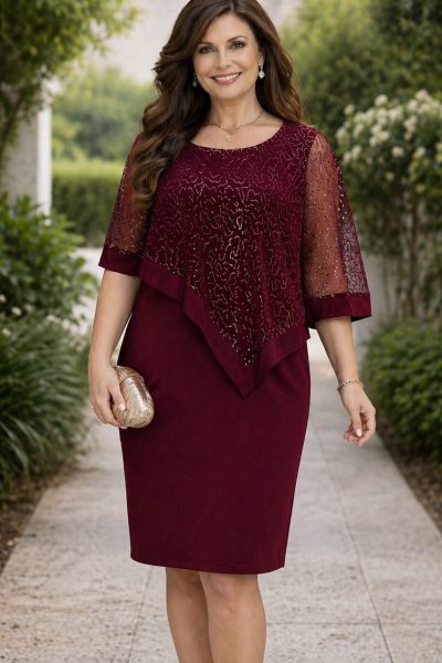 abito-cerimonia-donna-bordeaux-elegante-mantella-tulle