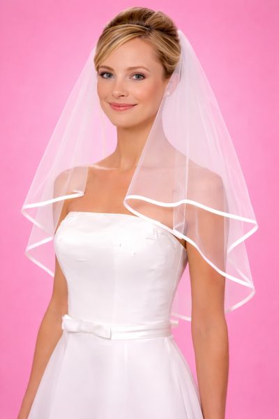 velo sposa addio nubilato tulle bordo satinato